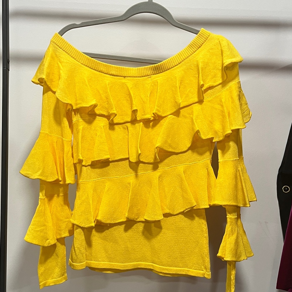 Boston Proper Yellow Ruffled Blouse - Picture 3 of 9